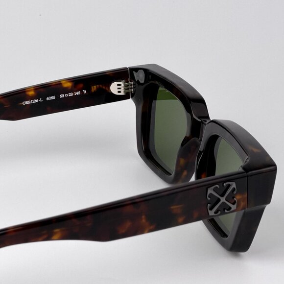 Off-White VIRGIL Sunglasses – Havana Frame Green Lenses | Model OERI126 6055 - Picture 8 of 11